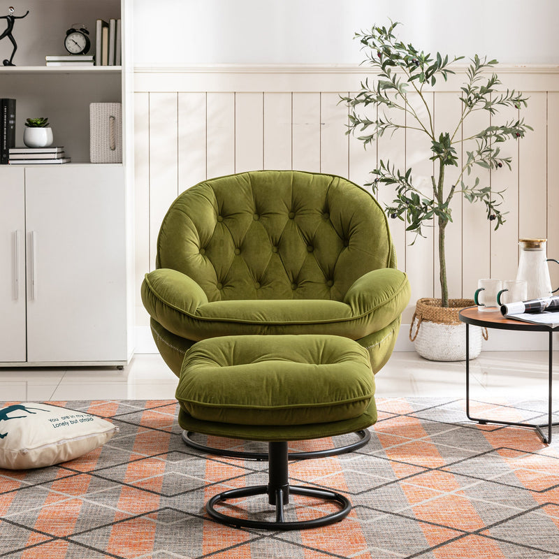 Accent chair TV Chair Living room Chair with Ottoman-FRUIT GREEN