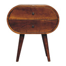 Solid Wood Large Chestnut Circular Bedside Table