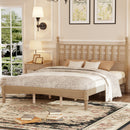 Queen Size Wood Platform Bed with Gourd Shaped Headboard