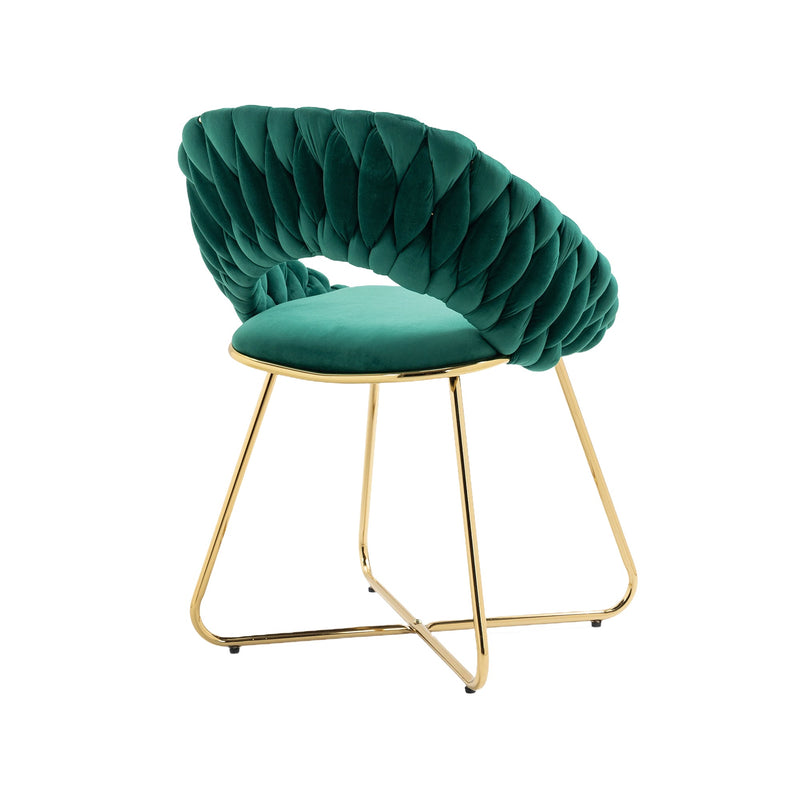 Accent Chairs Set of 2, Velvet Side Chairs with Gold Legs, Mid-Century Upholstered Dining Chairs for Living Room, Kitchen, Bedroom, Beauty Room