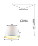 16"W 2 Light Swag Plug-In Pendant  White with Diffuser White Cord