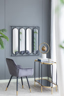 Large 4 Oval Wall Mirror With Square Frame, Home Decor For Living Room, Bedroom, Entryway, Office - Black by HouseOfZazla