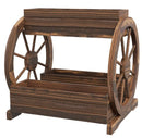Outdoor Wooden Wagon Planter Box - 3-Tier Raised Garden Bed
