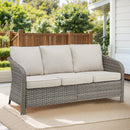 73.6" PE Wicker Rattan Outdoor Furniture Set - 3 Seat Sofa