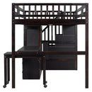 Loft Bed With Stairs, Bookshelf, Drawers, Desk & Wardrobe, Space Saving Multifunctional Furniture by HouseOfZazla