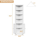 Tall Corner Storage Cabinet With 2 Doors, 5-Tier With Adjustable Shelves, Freestanding - White by Unique Piece Furniture