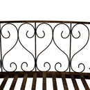 7' Metal Arch Garden Bridge with Safety Siderails, Decorative Arc Footbridge with Delicate Scrollwork "S" Motifs for Backyard Creek, Stream, Fish Pond, Bronze