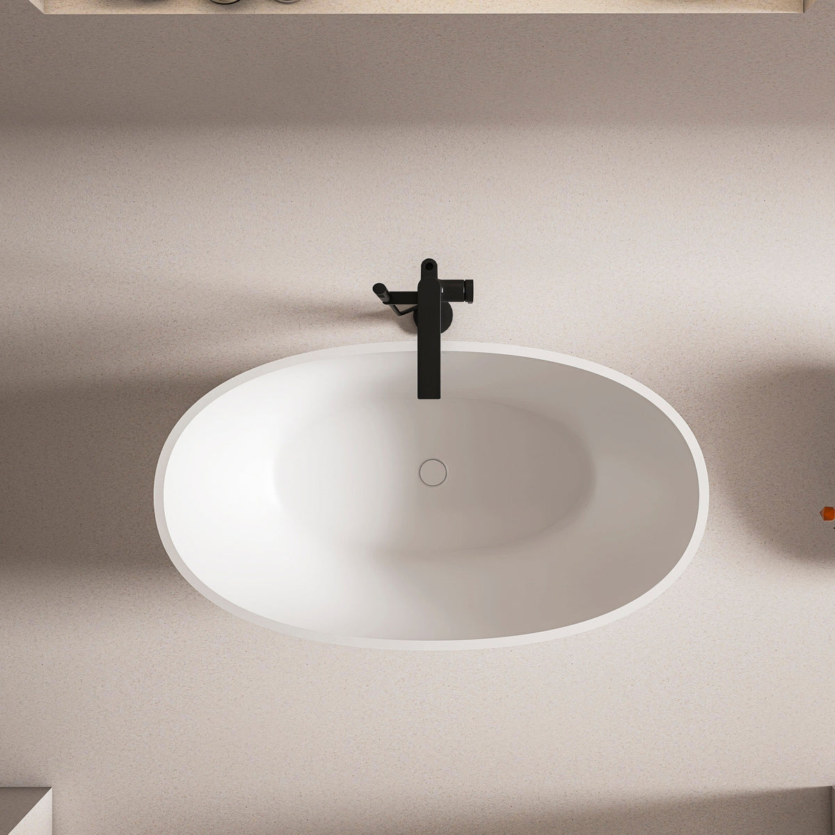 55 Inch Freestanding Solid Surface Soaking Bathtub, photo 5 of 10