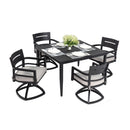 Outdoor Modern Dining Set, Chairs Sunbrella Cushioned And Dining Table With Umbrella Hole by HouseOfZazla