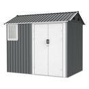 8x12 Ft Metal Outdoor Storage Shed with Window, Floor Base, Air Vents and Double Hinged Door