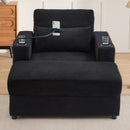 Modern Style Armchair Chaise Lounge Sofa Couch With Movable Storage Ottoman, USB Ports, Cup Holders, Phone Holder, Side Pockets by HouseOfZazla