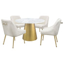 Earline - Round Dining Table - White Marble by HouseOfZazla