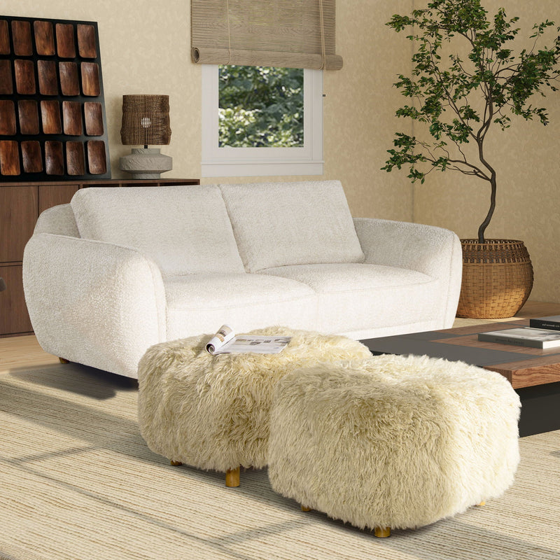 Enchante - New Zealand Sheepskin Rectangular Accent Ottoman - Taupe / Natural, photo 2 of 10