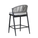 Outdoor 26" Counter Height Metal Frame Counter Stools With Scallop Shaped Backrest & Water Resistant Cushions by HouseOfZazla