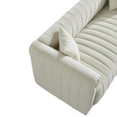 79.92" Modern Vertical Channel Tufted Velvet Sofa,Comfortable Sofa for Living Room-White