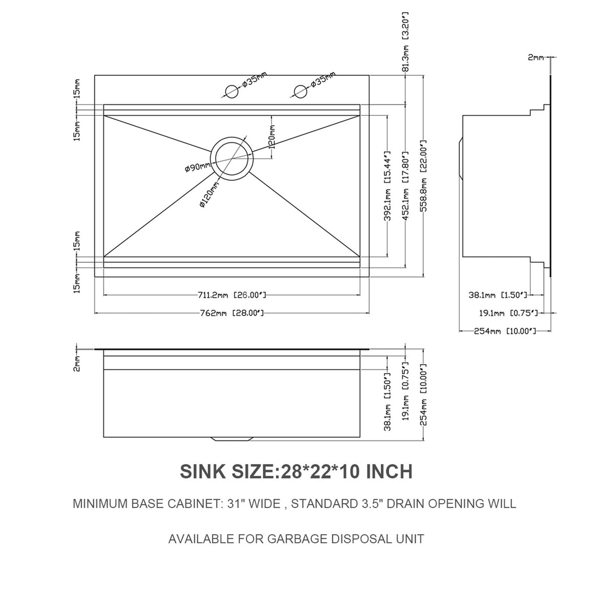 Drop In Kitchen Sink Stainless Steel 16 Gauge, photo 7 of 38
