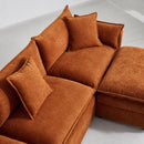 Modular L-Shaped Sectional Sofa with Ottoman, Chenille Fabric Sofa Couch, Comfy Upholstered Furniture for Living Room, Apartment, Studio, Office