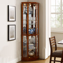 6 Shelf Lighted Corner Curio Cabinet With Adjustable Tempered Glass Shelves And Mirror Back (E26 Light Bulb Not Included) by Unique Piece Furniture