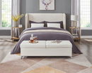56.7" Bed Bench with Storage White Leather
