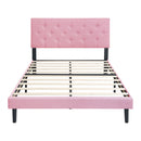 Modern Upholstered Platform Bed Frame With Button Tufted Fabric Headboard by HouseOfZazla