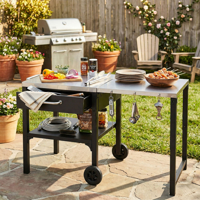 Foldable Outdoor Kitchen Cart With Storage For Patio, photo 4 of 35
