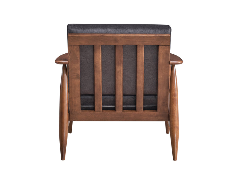 Alisa Accent Chair, Charcoal Fabric & Brown Finish