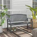 46" Outdoor Garden Bench, Metal Bench, Wood Look Slatted Frame Furniture for Patio, Park, Porch, Lawn, Yard, Deck, Gray