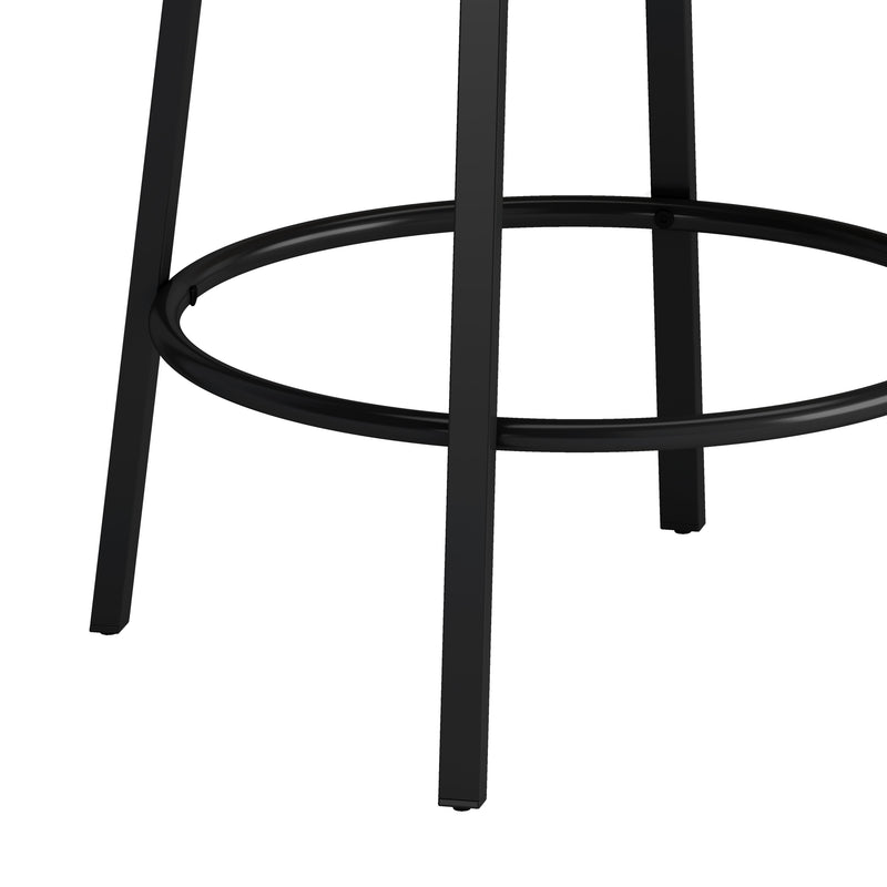 3-Drawer Long Dining Table Set with Power Outlets, Bar Kitchen Table Set with Circular PU Stools, Easy Assemble, Brown Gray Table+Black Stool