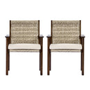 Outdoor Dining Chair Set with Acacia Wood & Wicker Rattan by HouseOfZazla