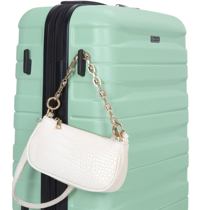 3 Piece Luggage Sets PC Lightweight & Durable Expandable Suitcase with Two Hooks, Double Spinner Wheels, TSA Lock, (21/25/29) Light Green