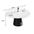 59.05" Modern Artificial Stone Round Carbon Steel Base Dining Table - White / Black by HouseOfZazla