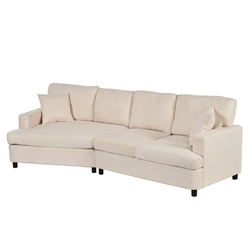 3 Seat Streamlined Sofa with Removable Back and Seat Cushions and 2 pillows, for Living Room, Office, Apartment