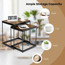 Set of 2 Modern Nesting End Tables with Metal Legs for Living Room-Rustic Brown by LJGDeals