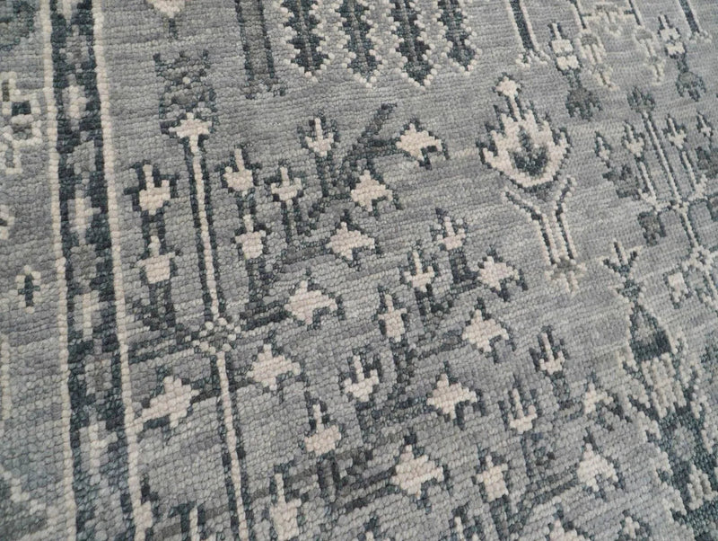 7' 11''x10' Tone On Tone Gray Hand Knotted LoomBloom Muted Turkish Oushak 100% Wool Transitional Oriental Area Rug
