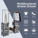 3-in-1 Portable Multifunctional Dresser with 8 Fabric Drawers and Metal Rack by LJGDeals