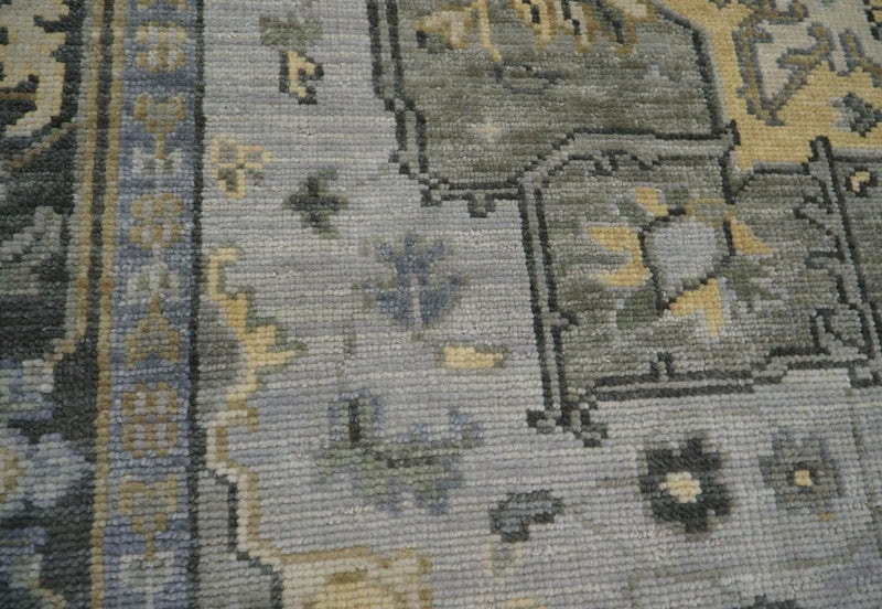 7'11''x10'4'' Gray, Moss Color Hand Knotted LoomBloom Muted Turkish Oushak  100% Wool Transitional Oriental Area Rug