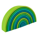 12-Piece Stained Large Basswood Rainbow Stacking Blocks – Meadow Green