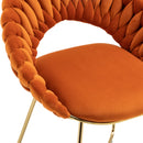 Accent Chairs Set of 2, Velvet Side Chairs with Gold Legs, Mid-Century Upholstered Dining Chairs for Living Room, Kitchen, Bedroom, Beauty Room