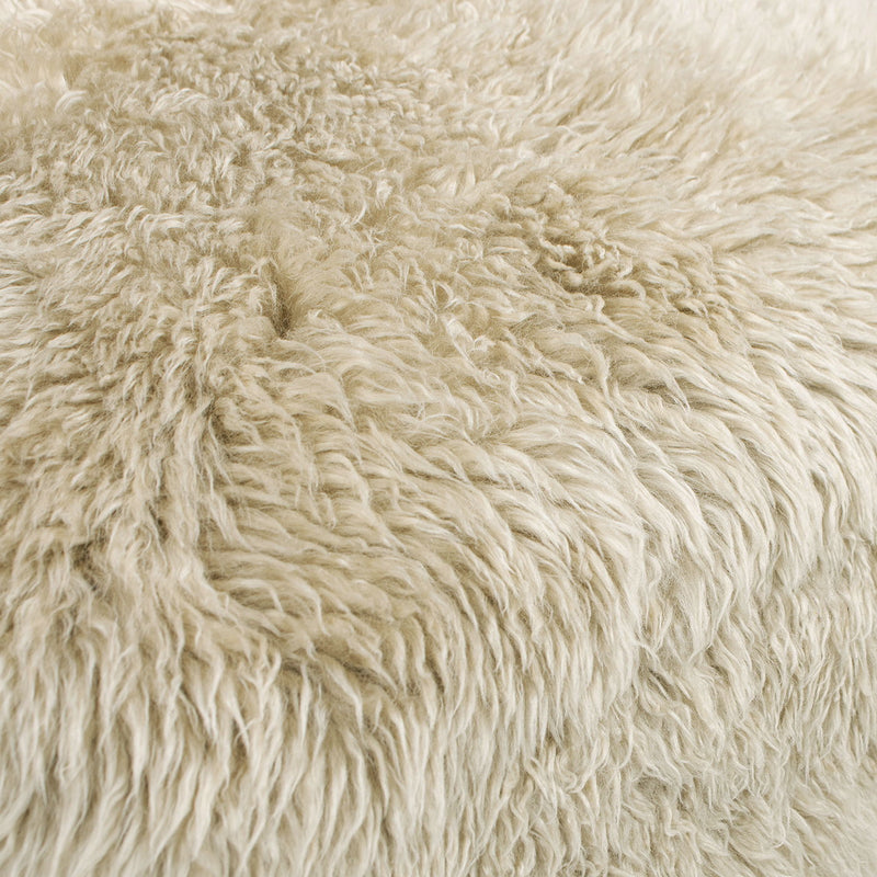Becker - Rustic Oak Sheepskin Upholstered Accent Arm Chair - Taupe Beige, photo 3 of 13