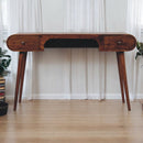 Solid Wood London Arch Writing Desk, 2-Drawers, Chestnut