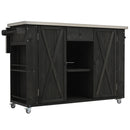 Outdoor Kitchen Island With Stainless Steel Top, Ample Storage Space, Towel And Spice Racks And A Bottle Opener