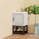 Modern Freestanding Bathroom Vanity With Ceramic Sink, Hot And Cold Faucet, 1 Door Cabinet & Open Shelf by HouseOfZazla