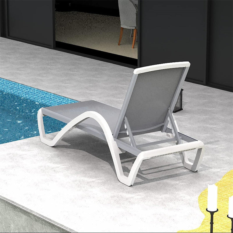 Patio Chaise Lounge Adjustable Aluminum Pool Lounge Chairs with Arm All Weather Pool Chairs for Outside, in-Pool, Lawn (Gray, 1 Lounge Chair)