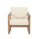 Set of 2 Outdoor Acacia Wood Patio Club Chairs with Beige Cushions by HouseOfZazla