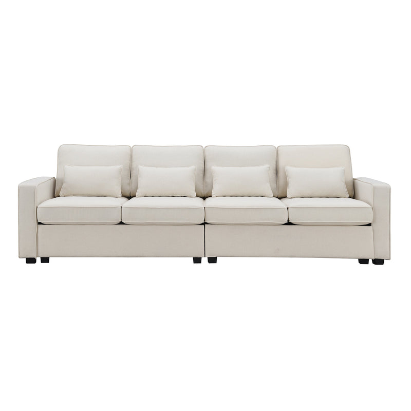 Walker Edison | Linen Fabric 104" 4-Seater Sofa with Storage