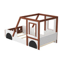 Fun Play Design Twin Size Car Bed, Kids Platform Bed In Car Shaped For Kids Boys Girls Teens - White / Orange by HouseOfZazla