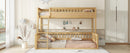 Twin XL over Queen Bunk Bed with Ladder and Guardrails, Natural