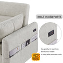 55.1" Pull Out Sleep Sofa Bed Loveseats Sofa Couch with Adjustable Backrest, Storage Pockets, 2 Soft Pillows, USB Ports for Living Room, Bedroom, Apartment, Office, Beige