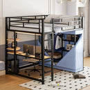 Loft Bed With Desk, Shelves, Power Outlet, LED Light And Wardrobe by Unique Piece Furniture