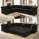 115.3" L-Shaped Sofa Couch with Pull-Out Bed